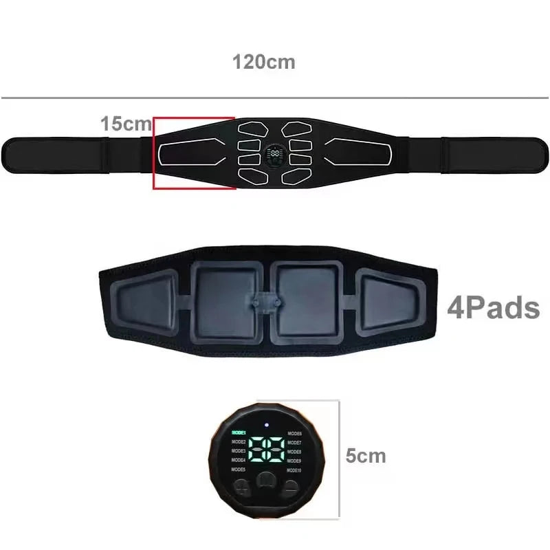 New USB Muscle Stimulator Belt ABS Trainer Belts EMS Abdominal Waist Belly Workout Massager Electric Home Gym Fitness Equiment